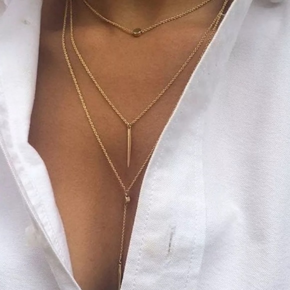 Jewelry - Gold Triple Tier Dangle Necklace